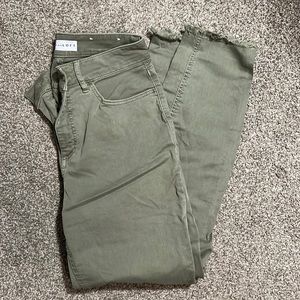 Loft curvy high waist skinny crop fringe hem khaki pants